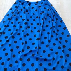Who What Wear Blue Polka Dot Pleated Maxi Skirt - Size 6